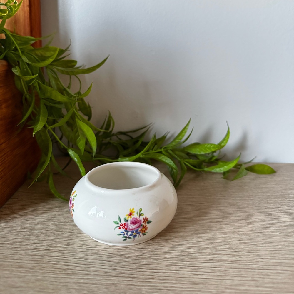 Floral White Ceramic Trinket Dish